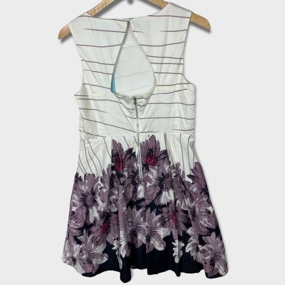 NWT She Sky Flare Dress White Floral Bohemian Sz Large New With Tags Skater Y2K - Picture 6 of 16